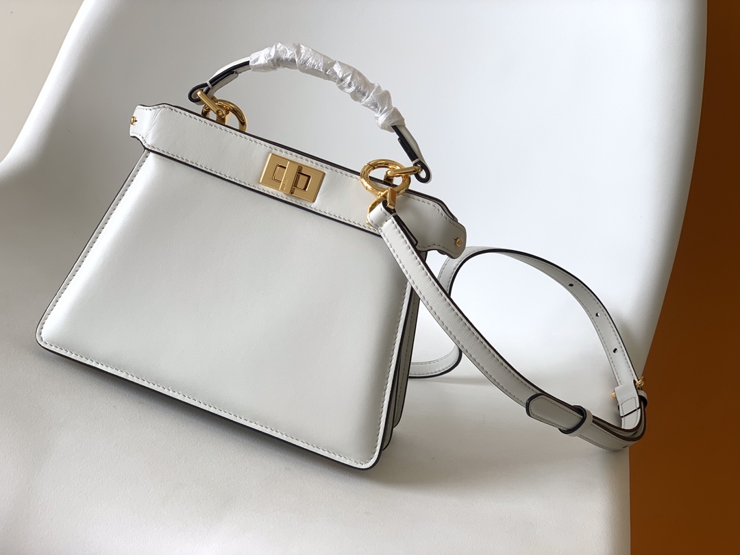 Fendi Peekaboo ISeeU Petite White Padded Nappa Leather Bag